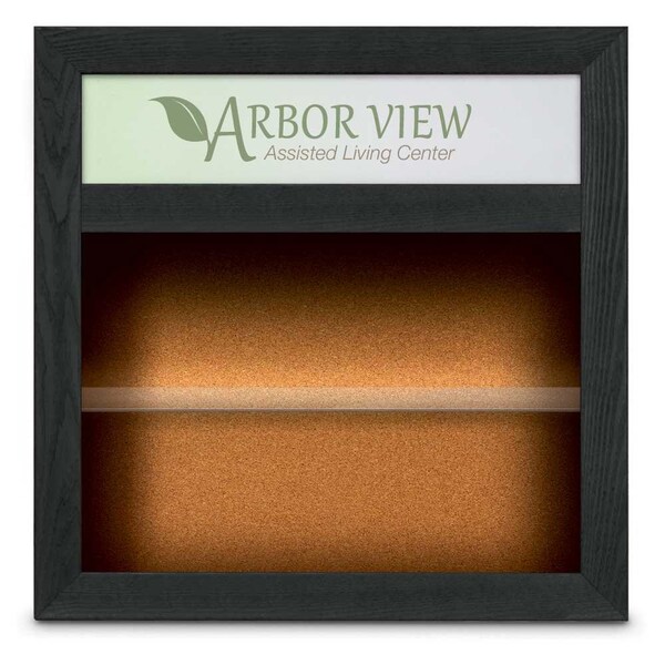 Outdoor Enclosed Combo Board, 42"x32", Satin Frame/Blue & Amethyst